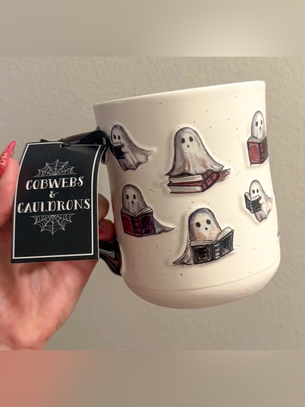 Halloween Ghosts Reading Ceramic Mug - Cobwebs & Cauldrons
